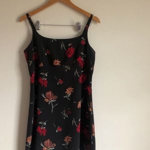 Vintage Retro Floral Black Slip Mini Dress